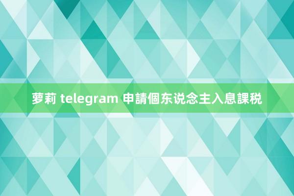 萝莉 telegram 申請個东说念主入息課税