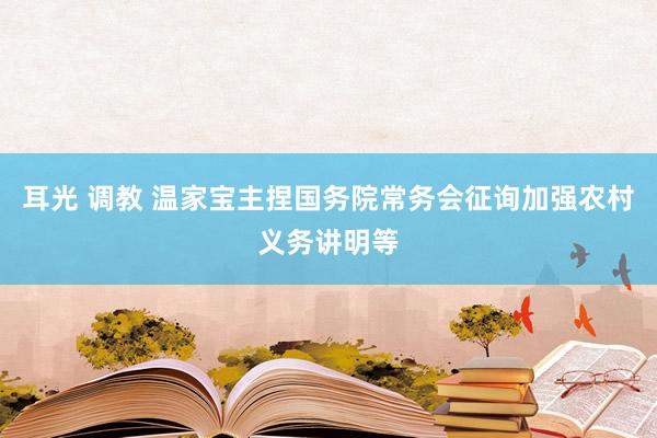 耳光 调教 温家宝主捏国务院常务会征询加强农村义务讲明等