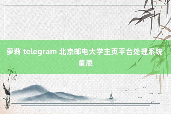 萝莉 telegram 北京邮电大学主页平台处理系统 董辰